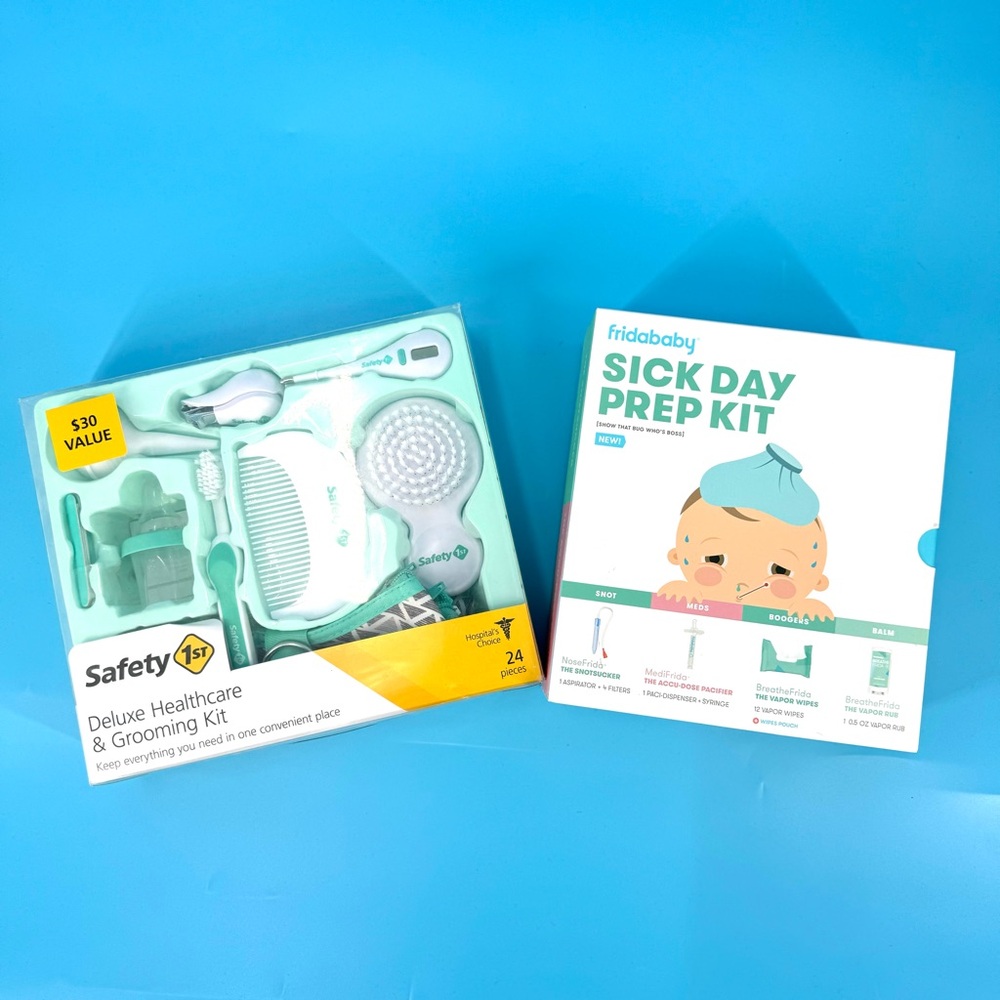 Baby 2 piece gift set Deluxe Grooming Kit & Sick Day Prep Kit